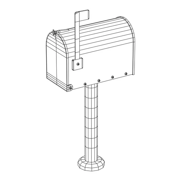 Buzón de correspondencia wireframe — Archivo Imágenes Vectoriales