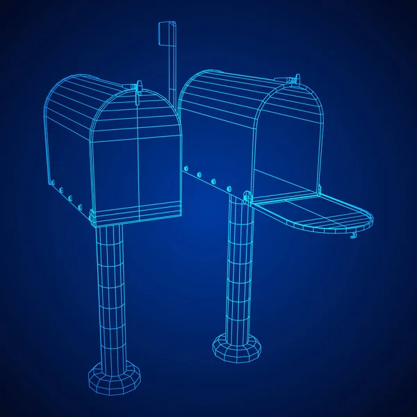 Correspondência wireframe caixa de correio —  Vetores de Stock