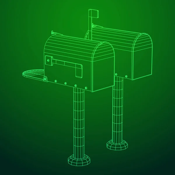 Correspondence mailbox wireframe — Stock Vector