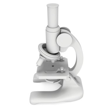 Mikroskop biyoloji okul Labaratuar donanımları. Bilim Eğitim sembolü. 3d render üzerinde beyaz izole