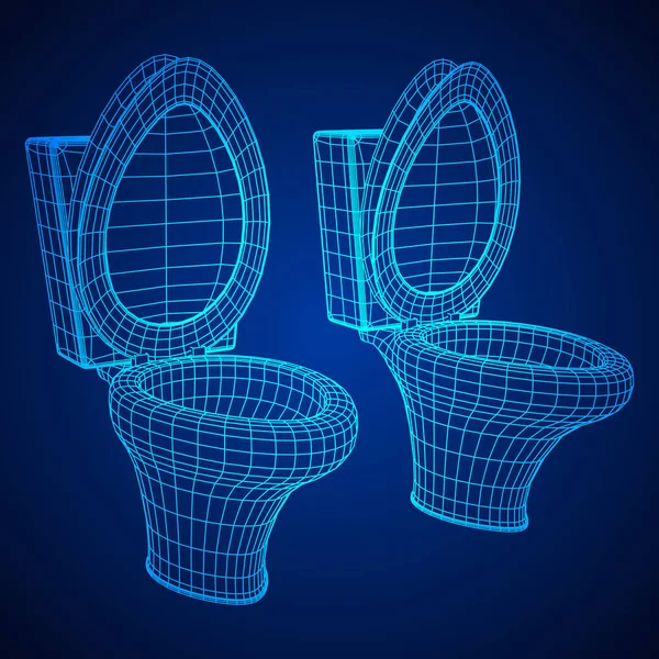 Wireframe ciotola WC — Vettoriale Stock