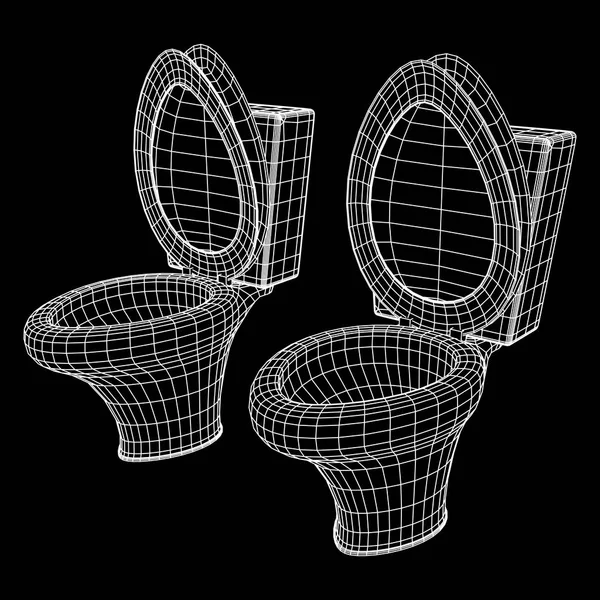 Bol de toilette wireframe — Image vectorielle