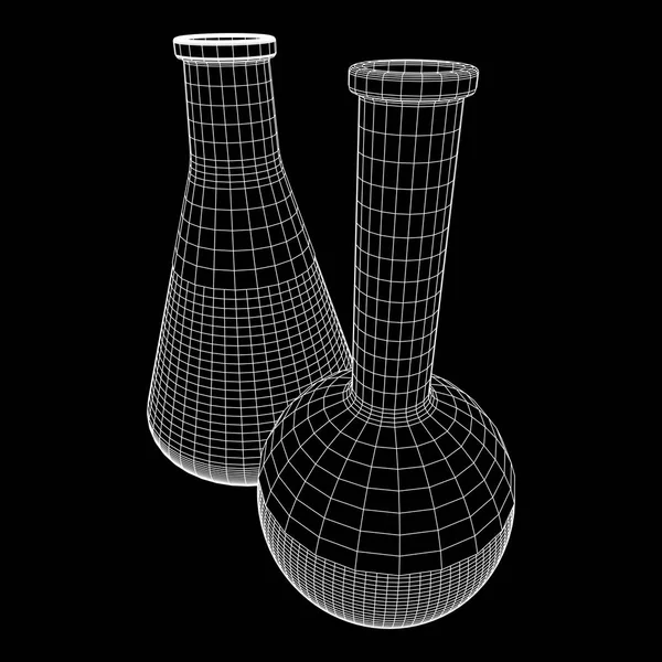 Reagenzglas Low Poly Wireframe Mesh — Stockvektor