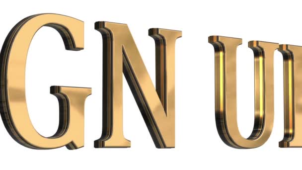 3D písmena zlaté textu přihlásit se — Stock video