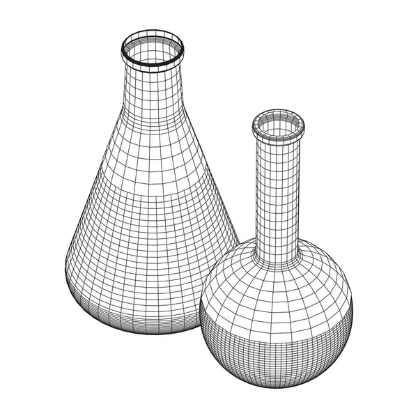 테스트 튜브 로우 폴 리 메쉬 와이어 프레임 — 스톡 벡터