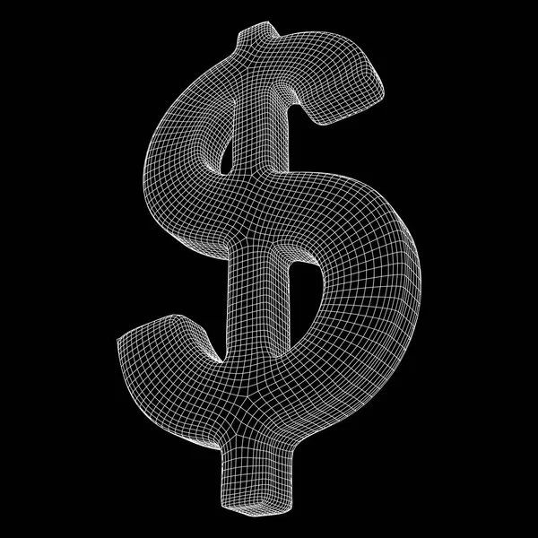 Sinal de dólar wireframe vector — Vetor de Stock