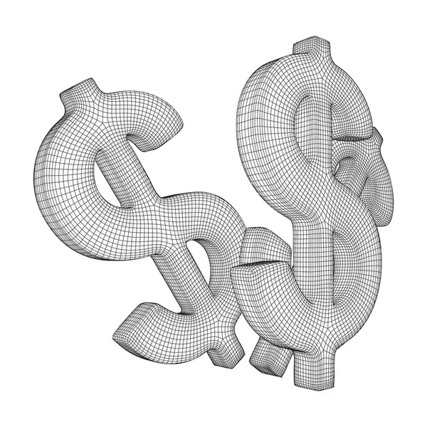 Σύμβολο δολαρίου wireframe διάνυσμα — Διανυσματικό Αρχείο