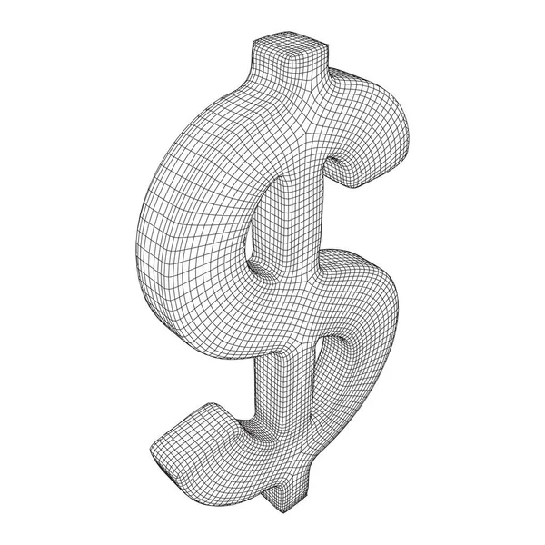 Dólar signo wireframe vector — Vector de stock