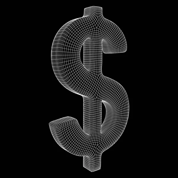 Sinal de dólar wireframe vector — Vetor de Stock