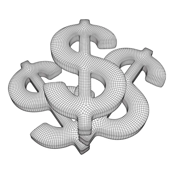 Sinal de dólar wireframe vector — Vetor de Stock