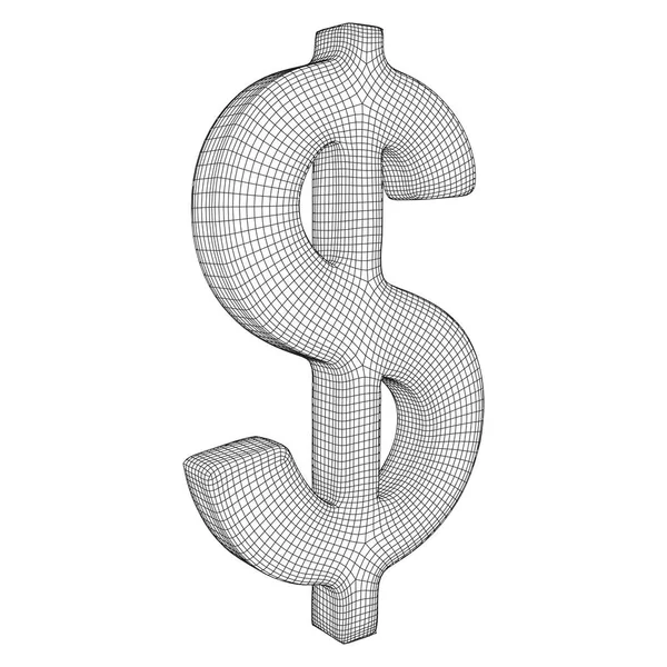 Sinal de dólar wireframe vector — Vetor de Stock