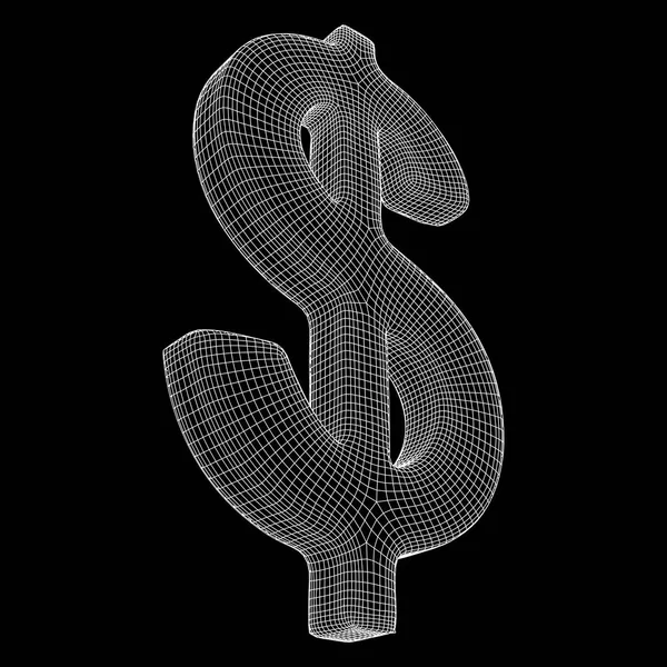 Sinal de dólar wireframe vector — Vetor de Stock