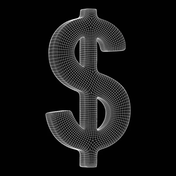 Σύμβολο δολαρίου wireframe διάνυσμα — Διανυσματικό Αρχείο