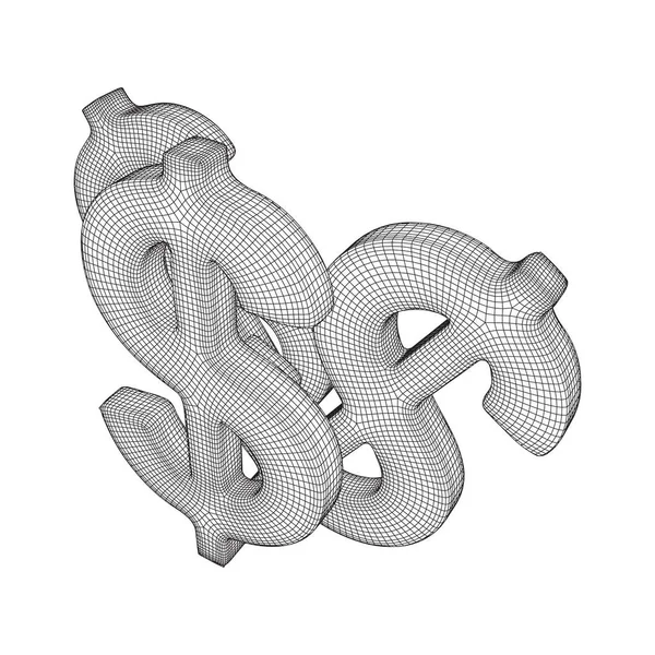 Dólar signo wireframe vector — Vector de stock