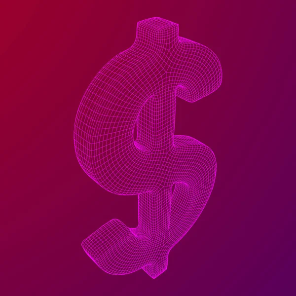 Sinal de dólar wireframe vector — Vetor de Stock