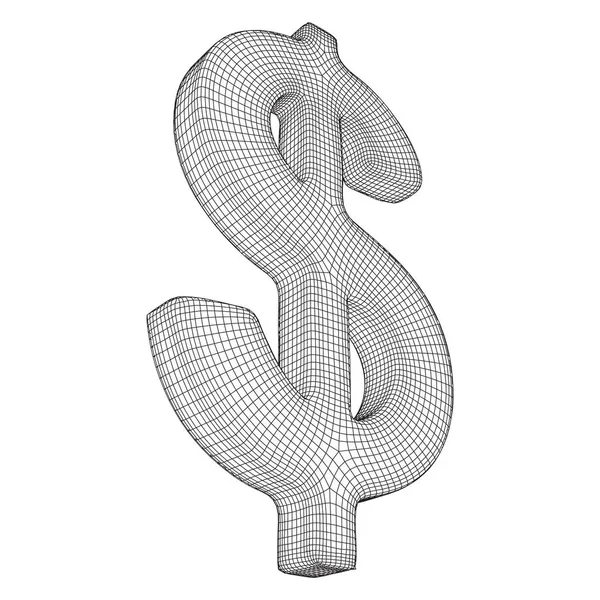 Dollar signe filaire vecteur — Image vectorielle