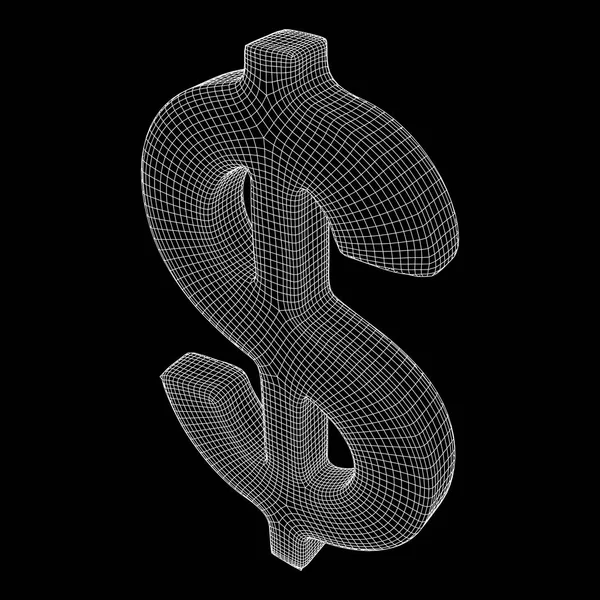 Sinal de dólar wireframe vector — Vetor de Stock