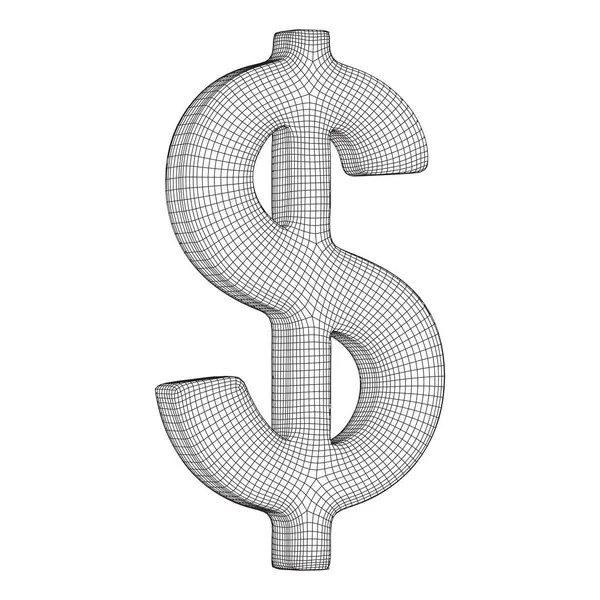 Sinal de dólar wireframe vector — Vetor de Stock