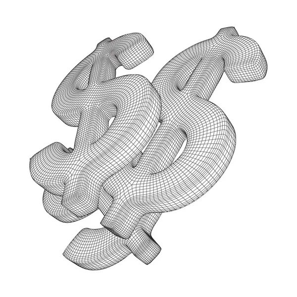 Sinal de dólar wireframe vector — Vetor de Stock