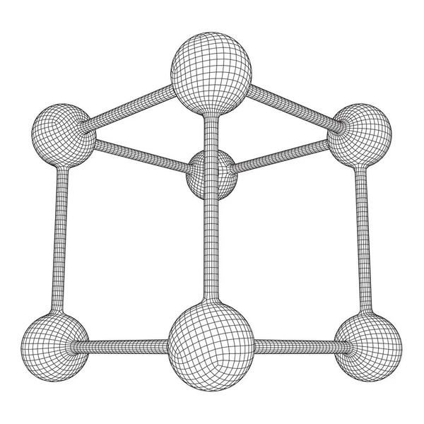 Wireframe Mesh molekyl — Stock vektor