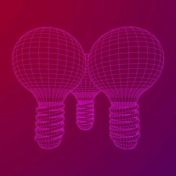 電球は ラインおよびポリゴンから成る ビジネスのアイディア ワイヤ フレーム低ポリゴン メッシュのベクトル図 — ストックベクタ