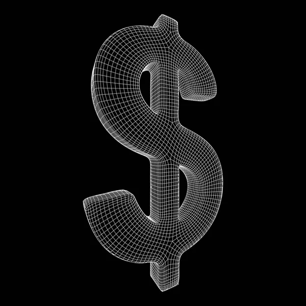 Sinal de dólar wireframe vector — Vetor de Stock