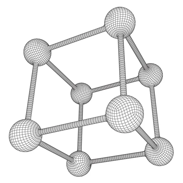 Molécula de malha wireframe — Vetor de Stock