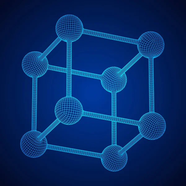 Tel kafes kafes molekül — Stok Vektör