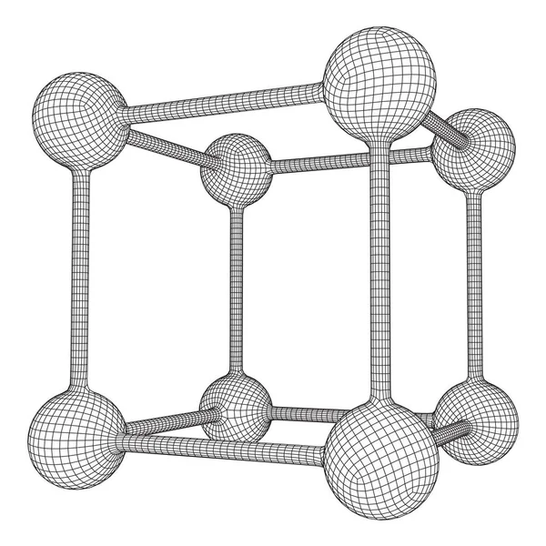 Wireframe Mesh Molecule - Stok Vektor