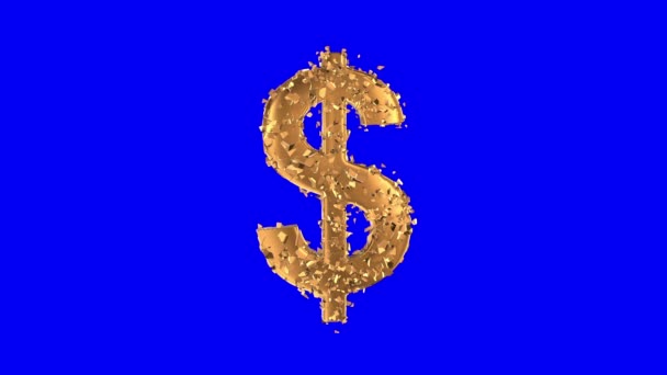 Fractured Gold Dollar sign 3d — Stok Video