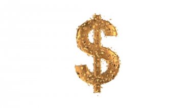 Kırık altın dolar işareti 3d