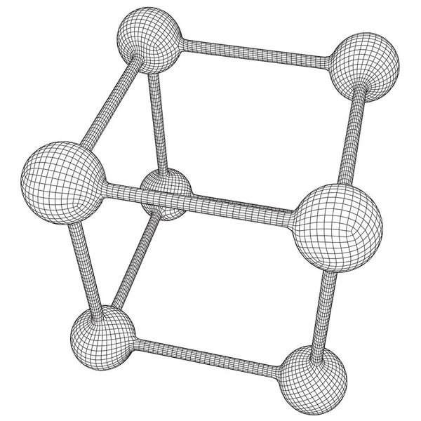 Molécula de malha wireframe — Vetor de Stock