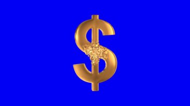 Kırık altın dolar işareti 3d