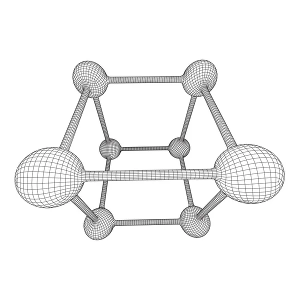 Wireframe Mesh Molecule — Stock Vector