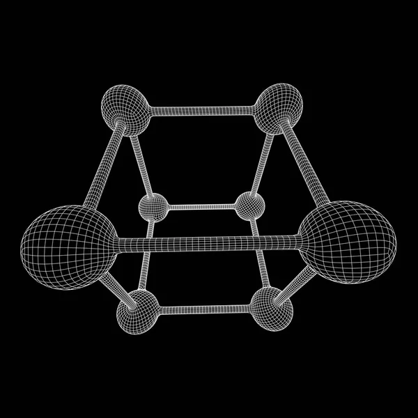 Molécula de malha wireframe — Vetor de Stock