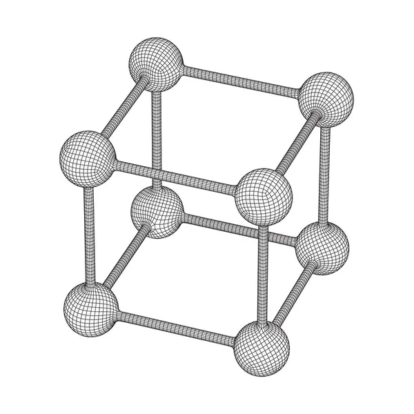 Model szkieletowy siatki cząsteczki — Wektor stockowy