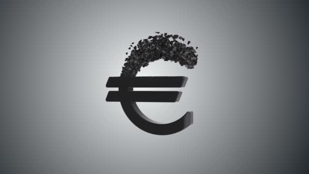 Törött Euro jel 3d — Stock videók