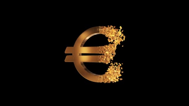 Signo de euro fracturado 3d — Vídeo de stock