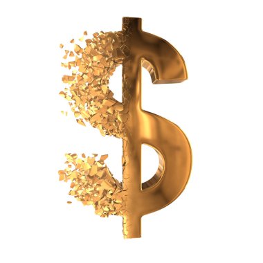 Kırık altın dolar işareti 3d