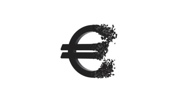 Signo de euro fracturado 3d — Vídeo de stock