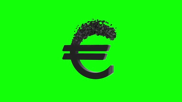 Fraturado Euro sinal 3d — Vídeo de Stock