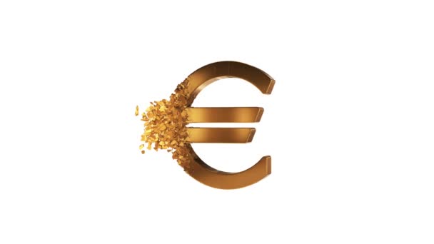Трещина в знаке евро — стоковое видео