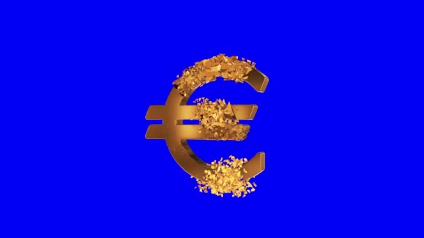 Fractured Euro logga 3d — Stockvideo