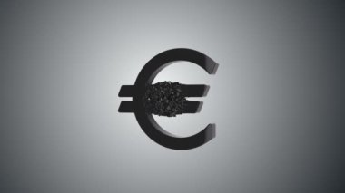 Kırık Euro değer 3d modeli yok olan etkisi ile. Mali kriz kavramı. Fullhd ve Hd video mevcuttur.