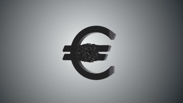 具有消失效应的破裂欧元值3D 金融危机概念 提供富勒赫德和高清视频 — 图库视频影像