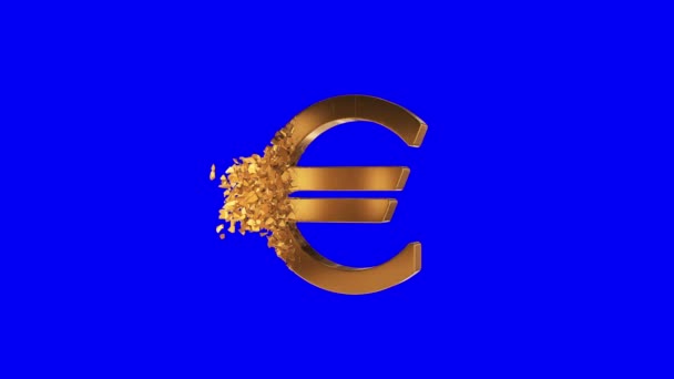 Fraturado Euro sinal 3d — Vídeo de Stock