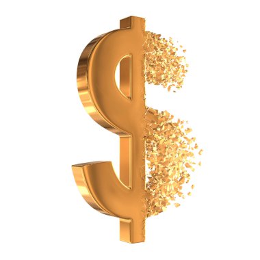Kırık altın dolar işareti 3d
