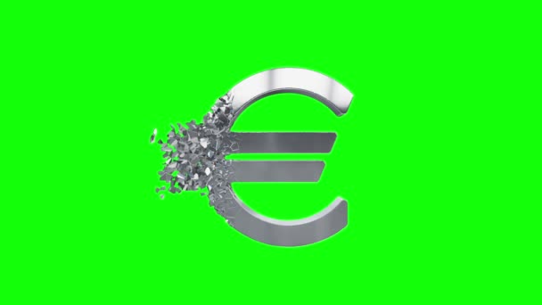 Fractured Euro sign 3d — Stock Video