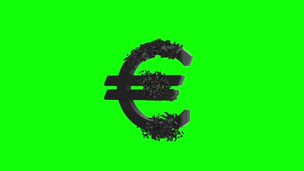 Signo de euro fracturado 3d — Vídeo de stock