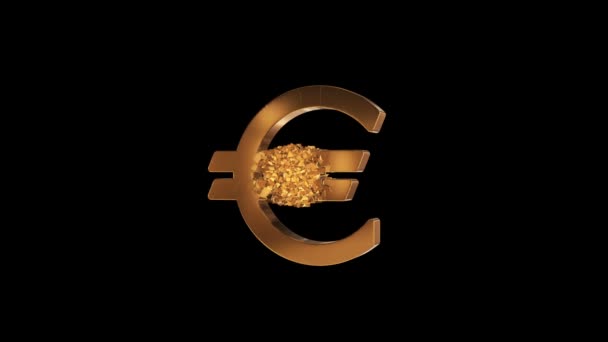 Zlomeninu Euro podepsat 3d — Stock video